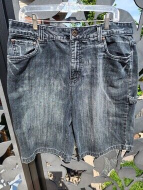 Vintage Bongo Jorts Mens Sz 36 Y2K Black Carpenter Denim Jean Shorts Baggy Rare